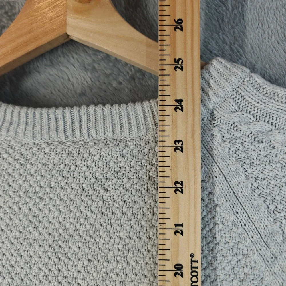 Gap Cable Knit Sweater Mens Large Light Heather Grey Chunky Cotton Crewneck